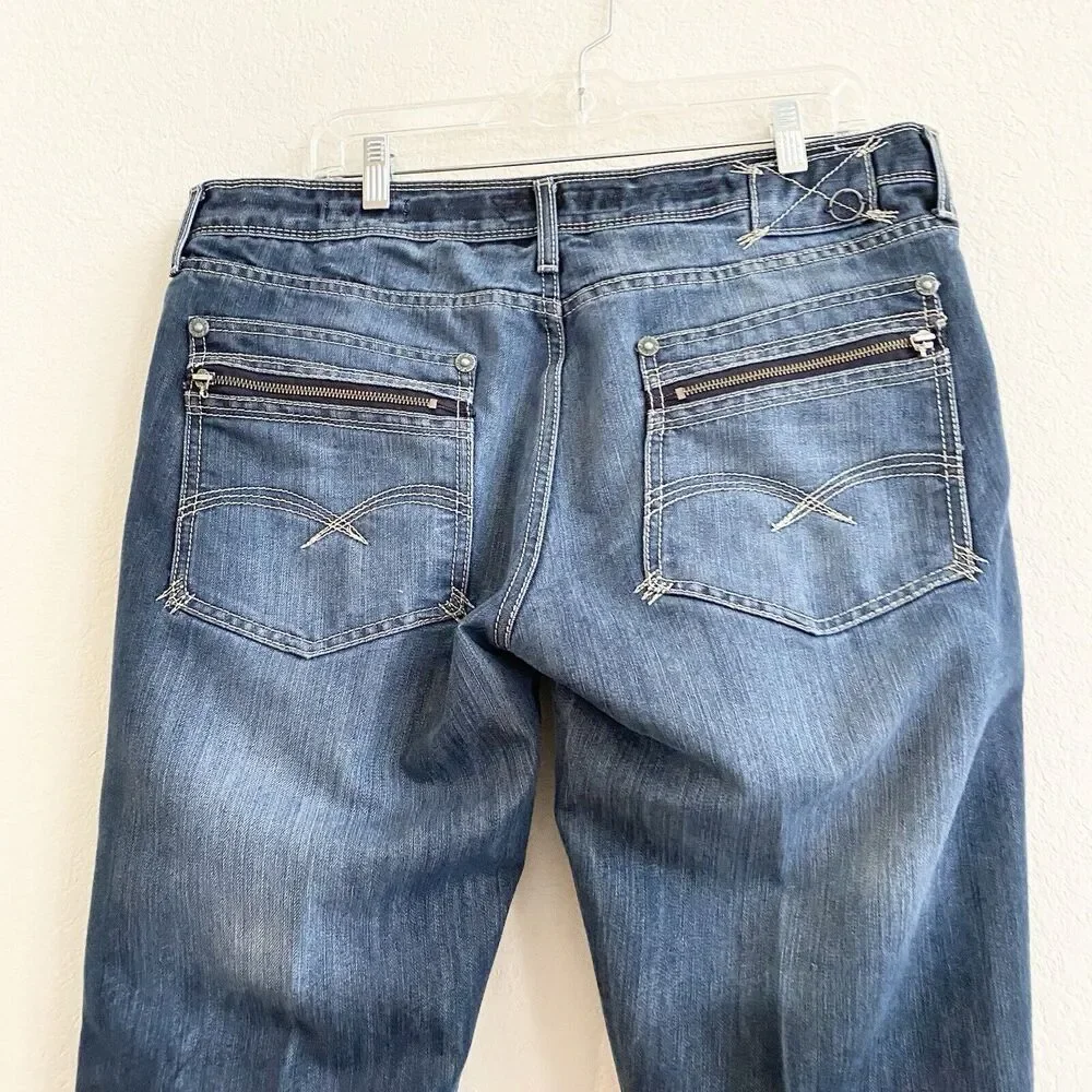 Caffeine NYC Jeans Mens 38x32 Downtown Slim Button Fly Flap Zip Back‎ Pockets